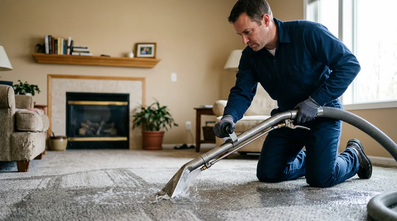 Water damage restoration technician working near Benwood, WV